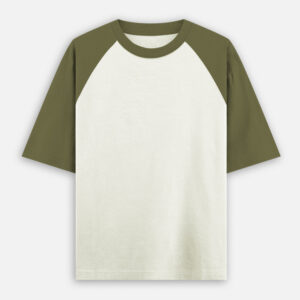 Unisex Oversized Raglan — Olive Green off white, front