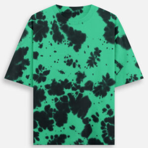 Unisex Tie Dye Oversized T-Shirt — Green Black, front