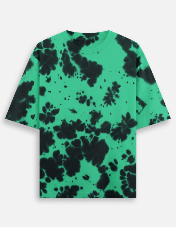 Unisex Tie Dye Oversized T-Shirt — Green Black, front